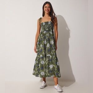 Zara Pleated Midi Dress Beach L NWOT